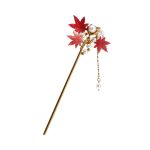 1pc Retro Alloy Maple Leaf Hair Stick Tassel Pendant Chinese Hair Chopsticks Hairpin