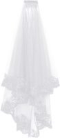 jiebor White Lace Veil Bridal Wedding Veils Halloween Veil for Women Brides Wedding Bridal Shower