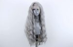 Grey Long Center-Parted Wavy Wig