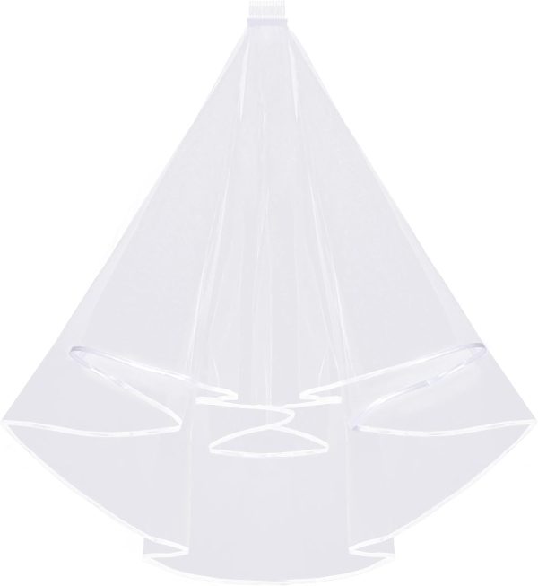 Bridal Veil Women's Tulle Short Wedding Veil Ribbon Edge With Comb for Wedding Bachelorette Party Costume Accessory