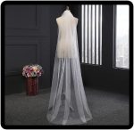 Bridal Veils 1 Layer Wedding Tulle Cut Edge Round Tail Veil with Comb for Women and Girls