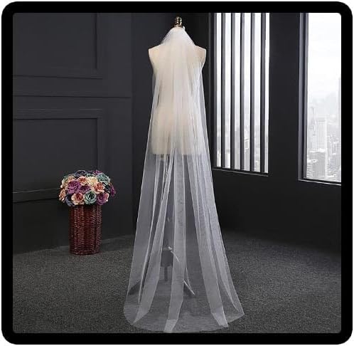 Bridal Veils 1 Layer Wedding Tulle Cut Edge Round Tail Veil with Comb for Women and Girls