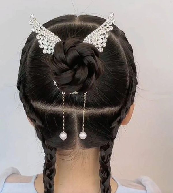 HAIR ACCESSORIES Korean Style Pearl Metal Hair Clips  Claw Clutcher With Tussle Stone Pearl Hair Accessories For Women Girls Pack-2