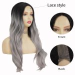 Gradient Black-Gray Long Wavy Wig