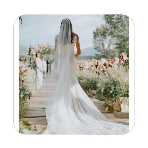 Bride Wedding Veil 1 Tier Long Bridal Cathedral Tulle Hair Accessories with Comb Wedding Veil Comb for Brides (59" W-118 L, White)