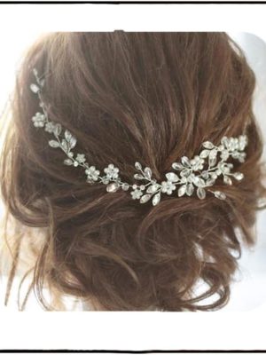Bride Wedding Hair Vines White Pearl Hair Accessories Crystal Rhinestone Hair Piece for Bride and Bridesmaids  (Silver)