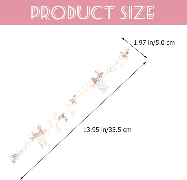 Bridal Wedding Crystal Hair Vine, Rose Gold Wedding Headpieces Rhinestones Hair Comb Flower Bridal Hair Accessories for Women Girls