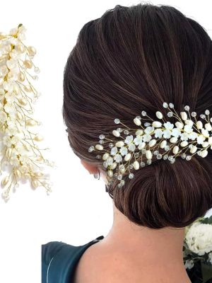 Hair Flare Hair Accessories For Women & Girls, Stylish for Wedding - Artificial Flowers & Pearl Style  Floral Bridal Brooch & Hair Pins - Hairstyle Decoration Bride Clips - 2640