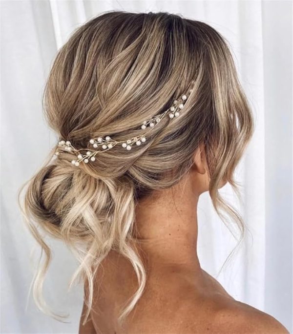 Bride Hair Accessory Crystal Pearl Bridal Headband Flower Hair Vine festival Wedding Hair band Gold Headpiece Headband Tiara Hair Accessories for Women Girls Hair bands - 1pc.