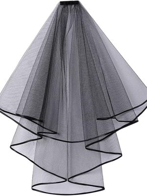 Bridal Veil Wedding Veils Women's White Tulle Short Veils Ribbon Edge With Comb for Brides Bachelorette Hen Party