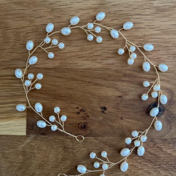 Bridal hair accessories, light gold with pearls, hair wedding, bridal jewelry, wedding hair band, hair wreath, hair vine, hair vine, jewelry women, Wedding Headband, Gift, 1 Pc .