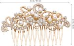 Crystal Bride Wedding Hair Comb, Pearl Hair Comb Crystal Headpiece Bridal Rhinestone Hair Clip Hair Accessories for Women Girls, Golden