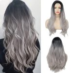 Gradient Black-Gray Long Wavy Wig