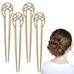 4 Pcs Metal U Shaped Hairpin, French Pins Vintage Hair Sticks Hair Fork Pins Hair Accessory for Women and Girls Hairstyles