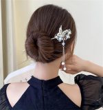 2PCS Hair Chopsticks, Hair Stick Butterfly Pearl Hair Pins Vintage Chignon Hair Accessories Headwear with Tassel 031
