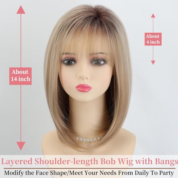 14-inch gradient gold highlighted wig
