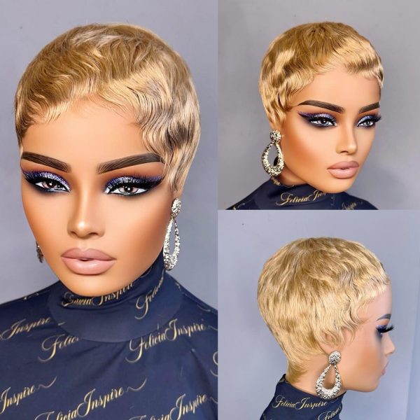 Golden pixie cut wig