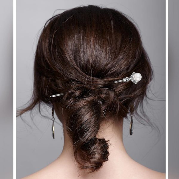 3 Pieces Chinese Hair Stick Japanese Hairpin Hair Chopsticks for Women Pearl Rhinestone Flower Hair Accessories Vintage Tassel Handmade Chignon Jewelry(Traditional Style)