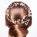 Bridal Wedding Crystal Hair Vine, Rose Gold Wedding Headpieces Rhinestones Hair Comb Flower Bridal Hair Accessories for Women Girls