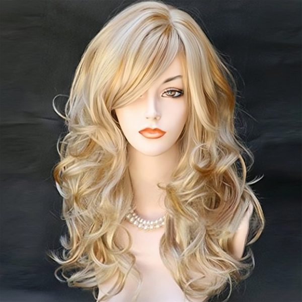 22-inch Golden Brown Mixed Wavy Wig