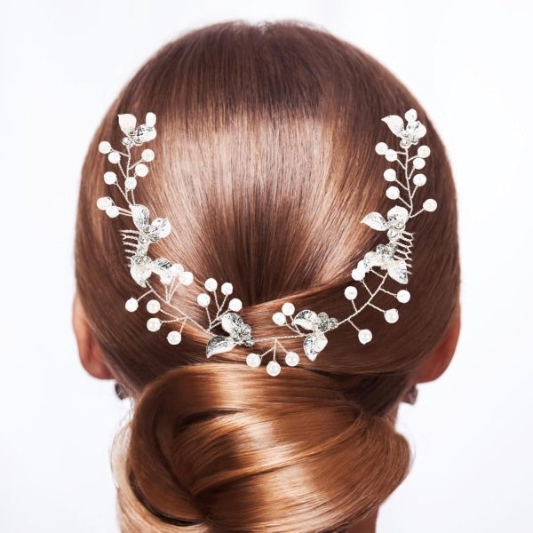 Bridal Wedding Crystal Hair Vine, Silver Wedding Headpieces Rhinestones Hair Comb Flower Bridal Hair Accessories for Women Girls