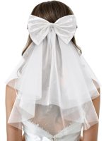 Bridal Hair Bow Veil White Bow Clip Bachelorette Party Decorations Pearl Accessories Bride to Be Bridal Shower Gift