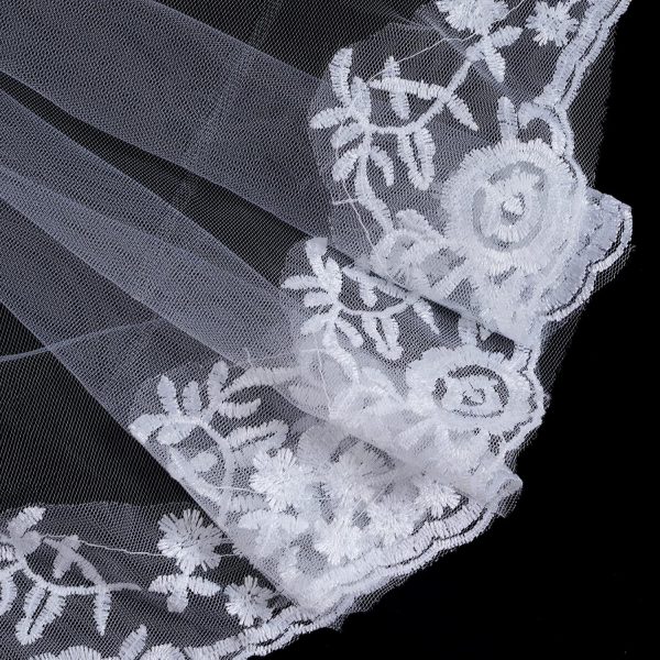 jiebor White Lace Veil Bridal Wedding Veils Halloween Veil for Women Brides Wedding Bridal Shower