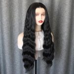 Black Long Center-Parted Wavy Wig